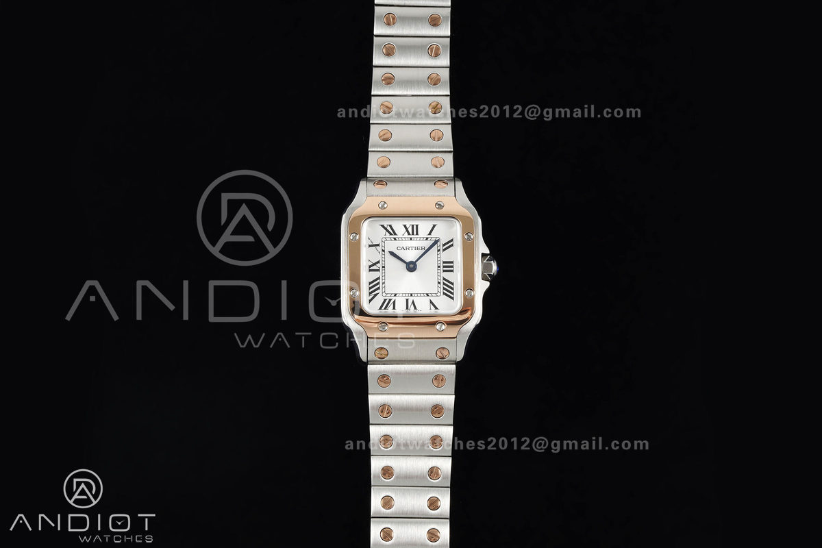 Santos 27x34.5mm SS/RG BLF 1:1 Best Edition Silver Dial On SS SmartLinks Bracelet Ronda Quartz